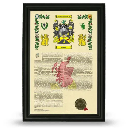 Coray Armorial History Framed - Black
