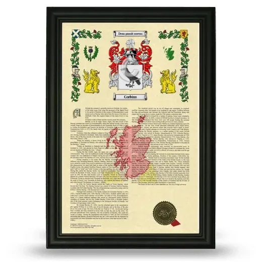 Corbins Armorial History Framed - Black