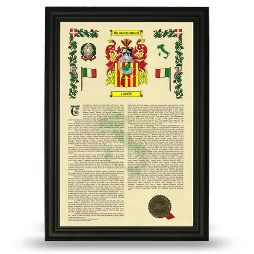 Corelli Armorial History Framed - Black