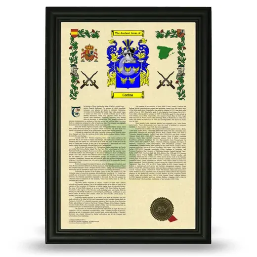 Corina Armorial History Framed - Black
