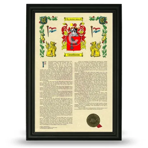 Corneliszoon Armorial History Framed - Black