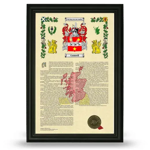 Cornwell Armorial History Framed - Black