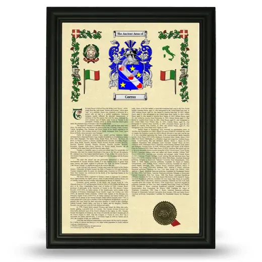 Corras Armorial History Framed - Black