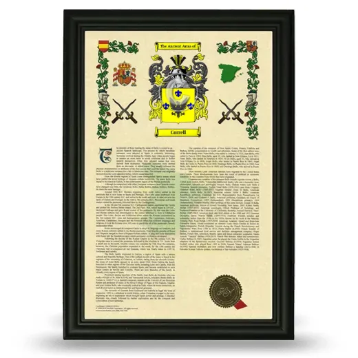 Correll Armorial History Framed - Black
