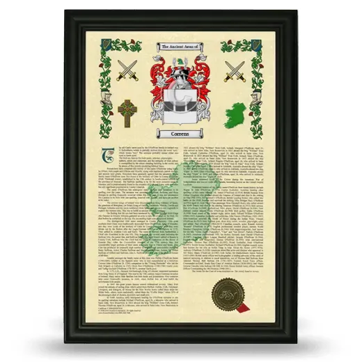 Correns Armorial History Framed - Black