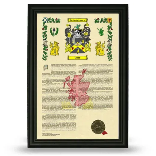 Corry Armorial History Framed - Black