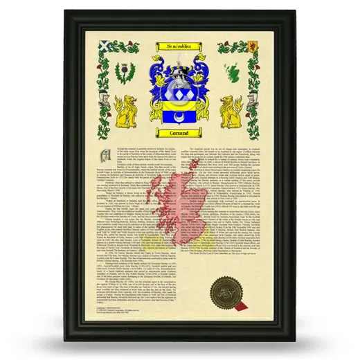 Corsand Armorial History Framed - Black