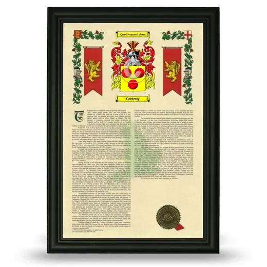 Corteny Armorial History Framed - Black
