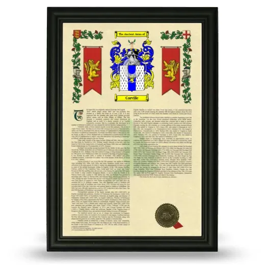 Corville Armorial History Framed - Black