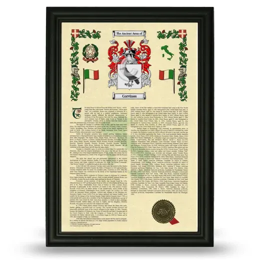 Corvinos Armorial History Framed - Black