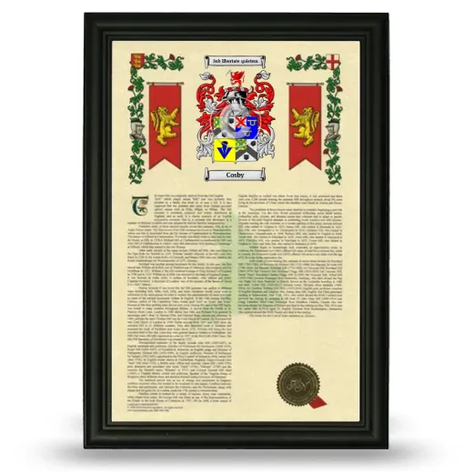 Cosby Armorial History Framed - Black