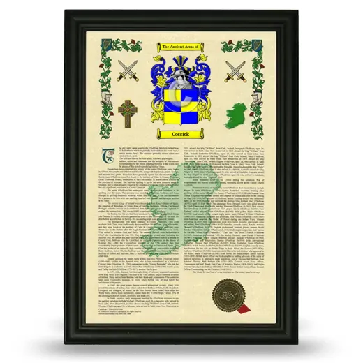 Cossick Armorial History Framed - Black