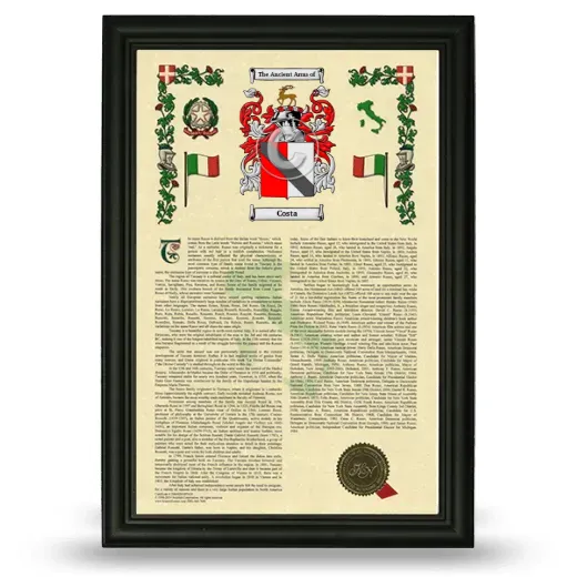 Costa Armorial History Framed - Black