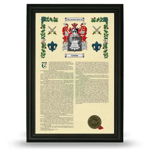 Coteau Armorial History Framed - Black