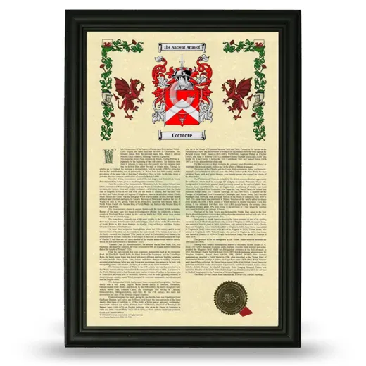 Cotmore Armorial History Framed - Black