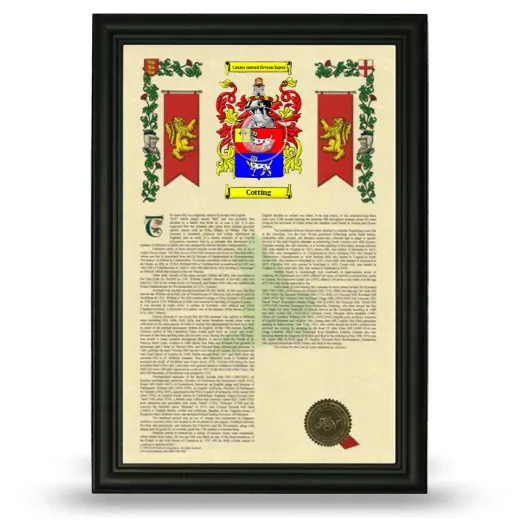 Cotting Armorial History Framed - Black