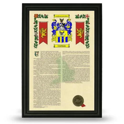 Courtman Armorial History Framed - Black