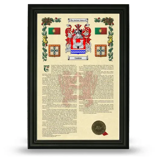 Coutos Armorial History Framed - Black