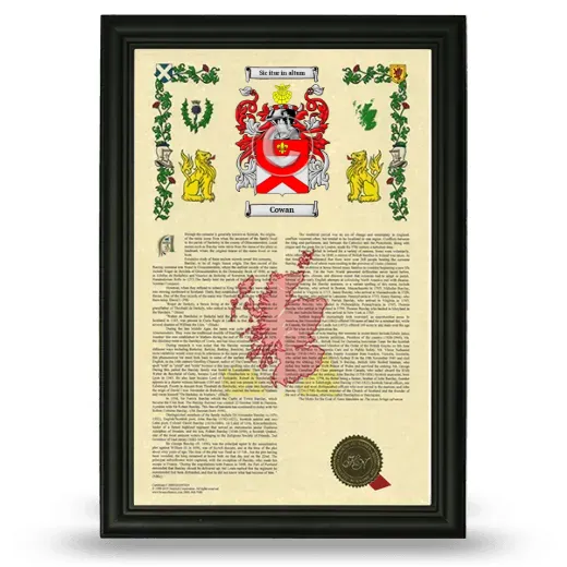 Cowan Armorial History Framed - Black