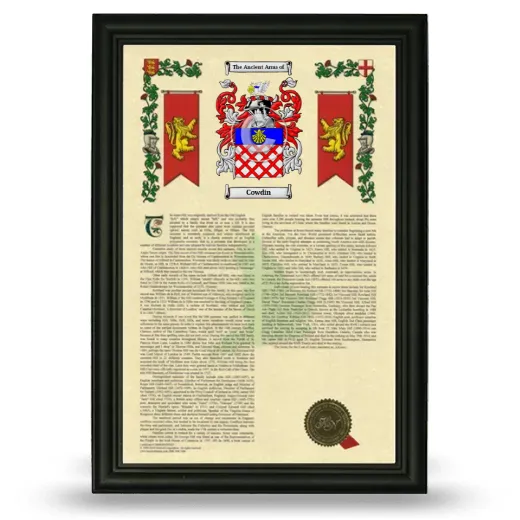 Cowdin Armorial History Framed - Black