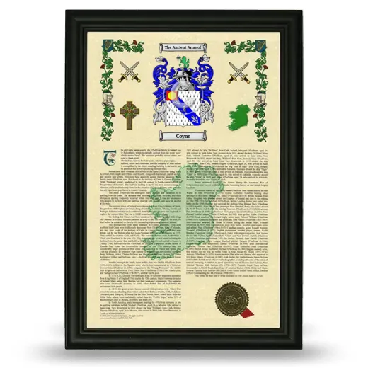 Coyne Armorial History Framed - Black