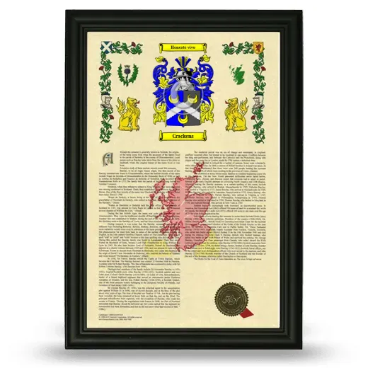 Crackens Armorial History Framed - Black