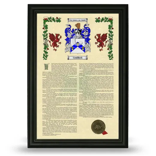 Craddach Armorial History Framed - Black
