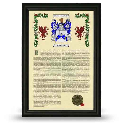 Cradduck Armorial History Framed - Black