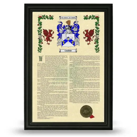 Cradyke Armorial History Framed - Black