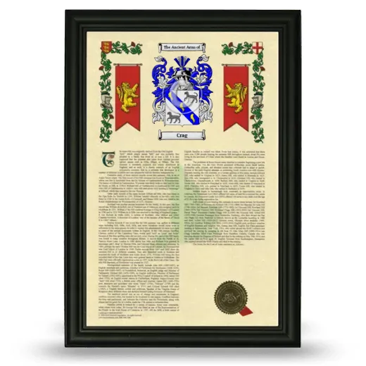 Crag Armorial History Framed - Black