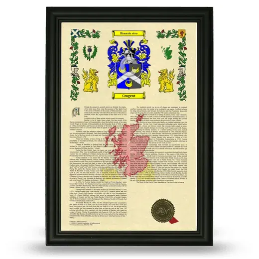Cragent Armorial History Framed - Black