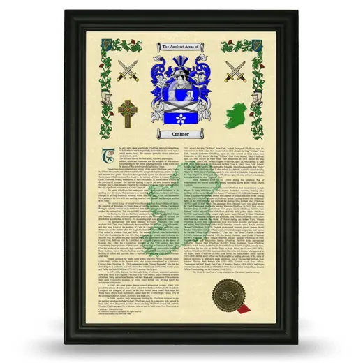 Crainer Armorial History Framed - Black