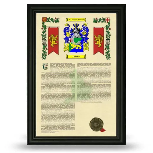 Cranke Armorial History Framed - Black