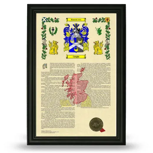Cregin Armorial History Framed - Black