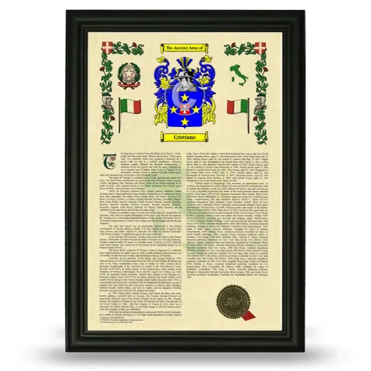 Cristiano Armorial History Framed - Black