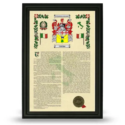 Cristino Armorial History Framed - Black