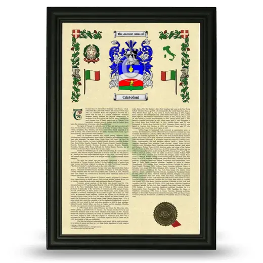 Cristofani Armorial History Framed - Black