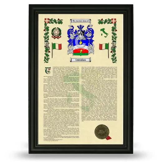 Cristofaro Armorial History Framed - Black