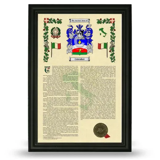 Cristofori Armorial History Framed - Black