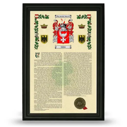 Crites Armorial History Framed - Black