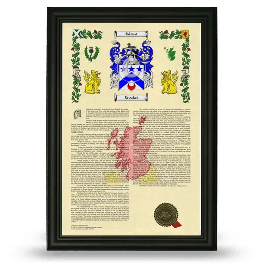 Crocket Armorial History Framed - Black