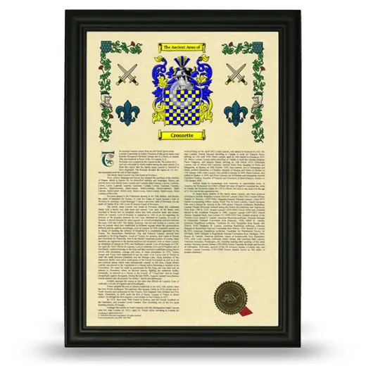Crousette Armorial History Framed - Black