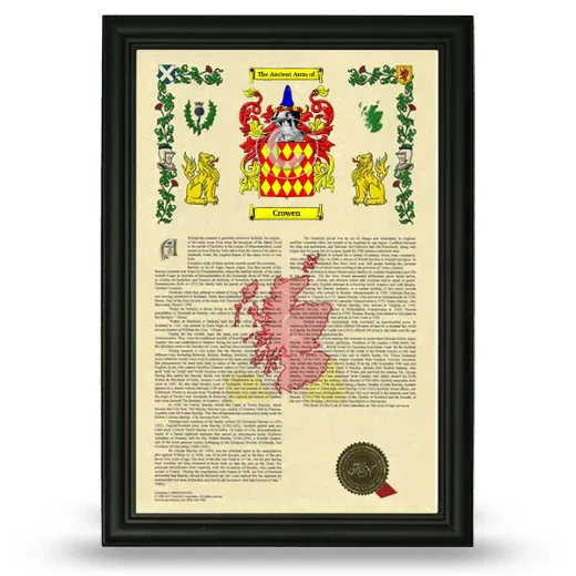 Crowen Armorial History Framed - Black