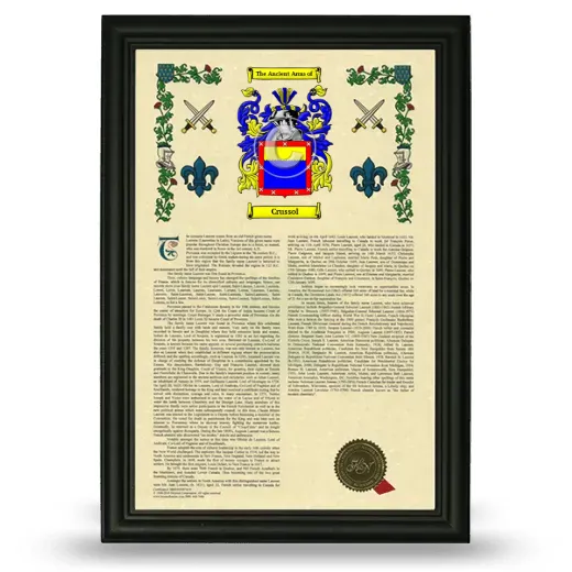 Crussol Armorial History Framed - Black