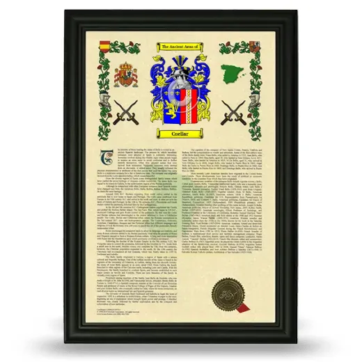 Cuellar Armorial History Framed - Black