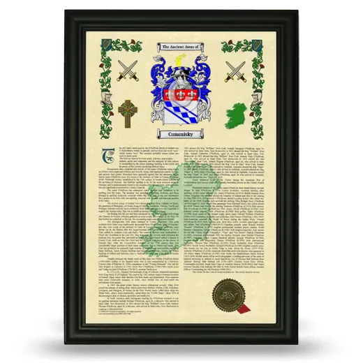 Cummisky Armorial History Framed - Black