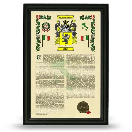 Cunto Armorial History Framed - Black