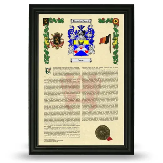 Curon Armorial History Framed - Black