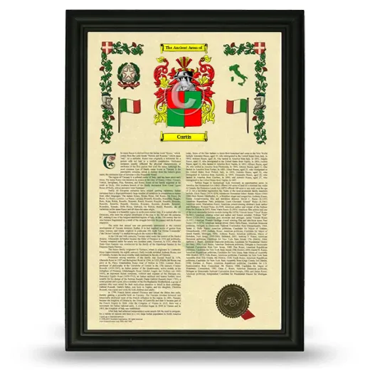 Curtis Armorial History Framed - Black