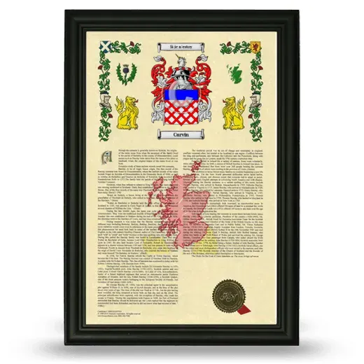 Curvin Armorial History Framed - Black